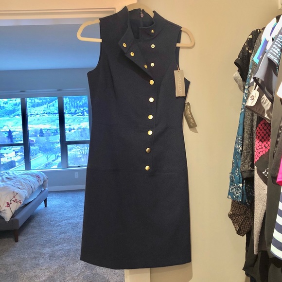 Navy 3/4 Length Dress Eva Mendes NYandCo - Picture 3 of 9